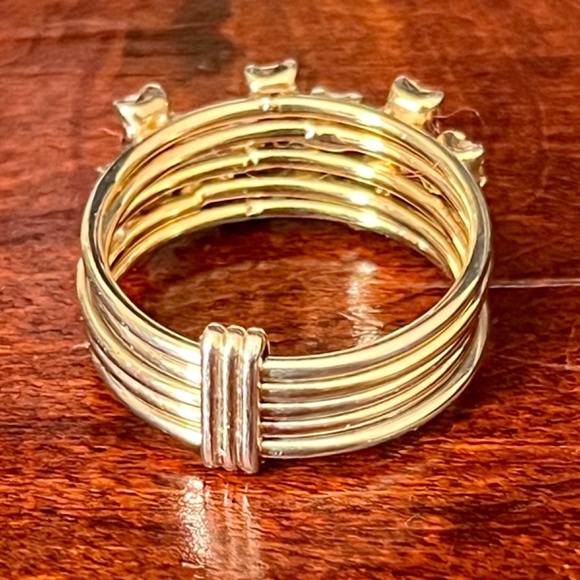 Vintage Gold Tone Multi Band Ring with Yellow Stones - Picture 8 of 12